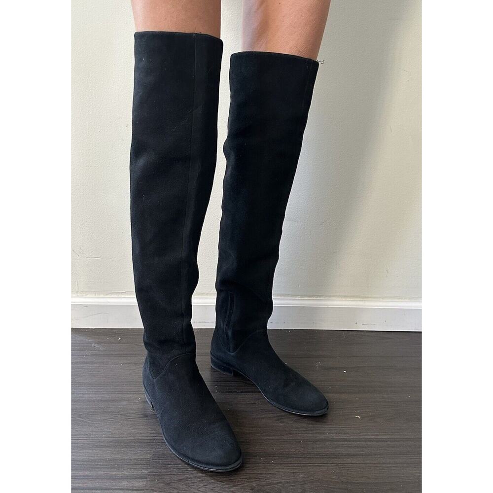 Stuart Weitzman Black Suede Spandex Over The Knee Boots Women's Size 10 M